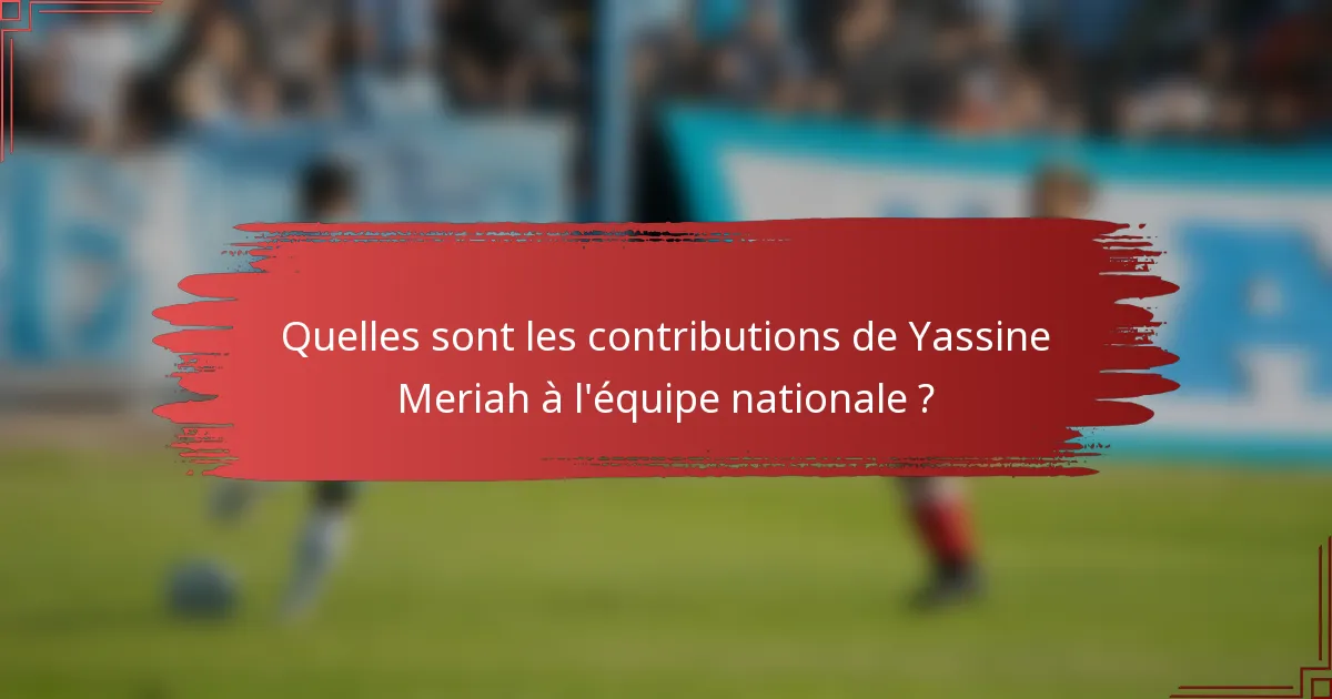 Quelles sont les contributions de Yassine Meriah à l'équipe nationale ?