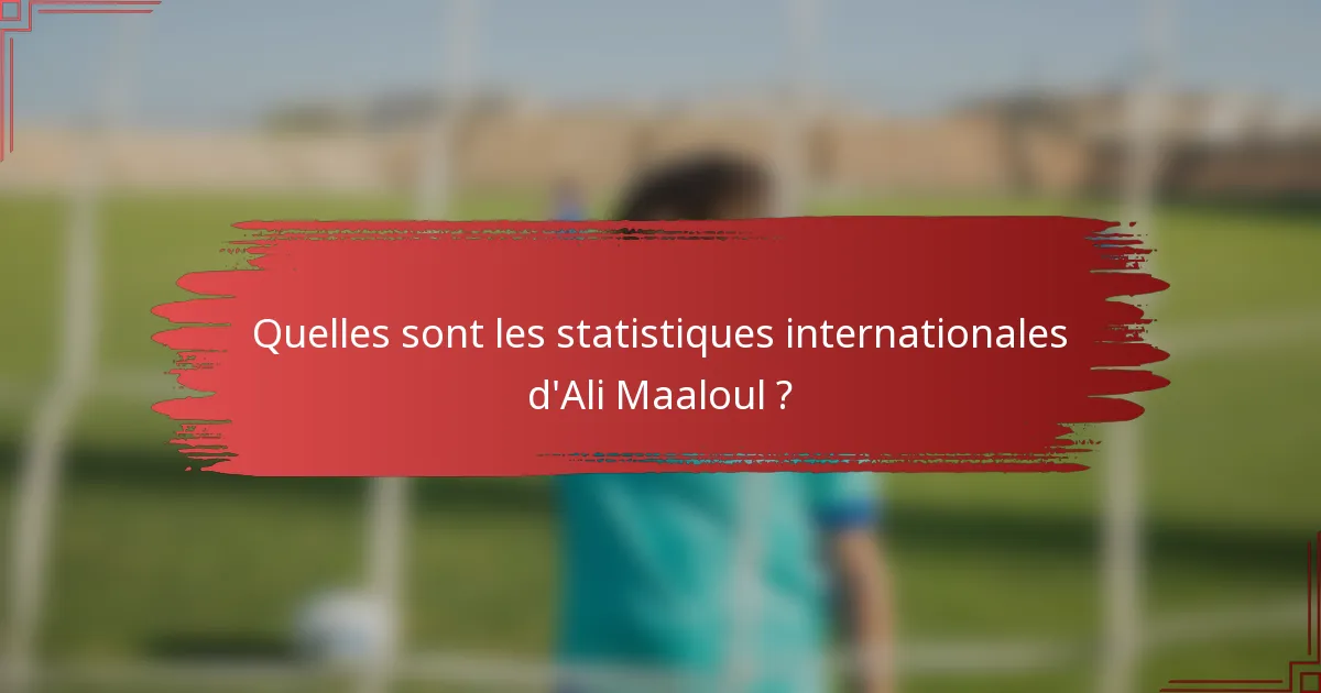 Quelles sont les statistiques internationales d'Ali Maaloul ?