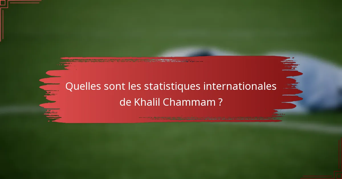 Quelles sont les statistiques internationales de Khalil Chammam ?